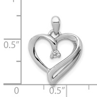 Sterling Silver Rhodium Diam. Heart Pendant view 4