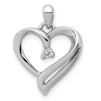 Sterling Silver Rhodium Diam. Heart Pendant view 1