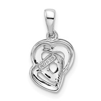 Sterling Silver Rhodium Diam. Accent Heart Pendant view 3