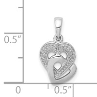 Sterling Silver Rhodium Diam. Accent Heart Pendant view 4