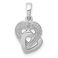 Sterling Silver Rhodium Diam. Accent Heart Pendant view 1