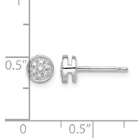 White Night Sterling Silver Rhodium-plated Diamond Circle Post Earrings view 4