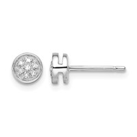 White Night Sterling Silver Rhodium-plated Diamond Circle Post Earrings view 1