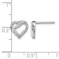 Sterling Silver Rhodium Diamond Heart Post Earrings view 4