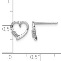 Sterling Silver Rhodium Diamond Heart Post Earrings view 4