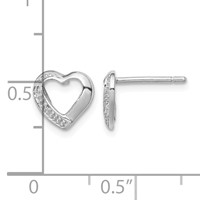 Sterling Silver Rhodium Diamond Heart Post Earrings view 4