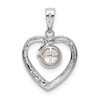 Sterling Silver Rhodium 6mm FW Cultured Pearl & Diamond Heart Pendant view 4