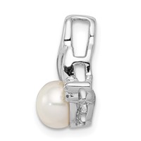 Sterling Silver Rhodium 6mm FW Cultured Pearl & Diamond Chain Slide view 2