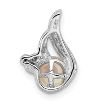 Sterling Silver Rhodium 6mm FW Cultured Pearl & Diamond Chain Slide view 4