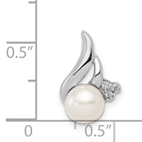 Sterling Silver Rhodium 6mm FW Cultured Pearl & Diamond Chain Slide view 3