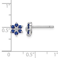 Sterling Silver Rhodium Sapphire & Diamond Post Earrings view 4