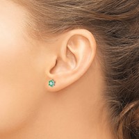 Sterling Silver Rhodium Emerald & Diamond Post Earrings view 3