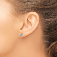 Sterling Silver Rhodium Sapphire & Diamond Post Earrings view 3