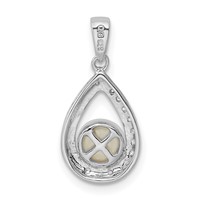 Sterling Silver Rhodium FW Cultured Pearl & Diamond Pendant view 4