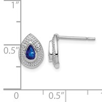 Sterling Silver Rhodium Dark Sapphire & Diamond Post Earrings view 4
