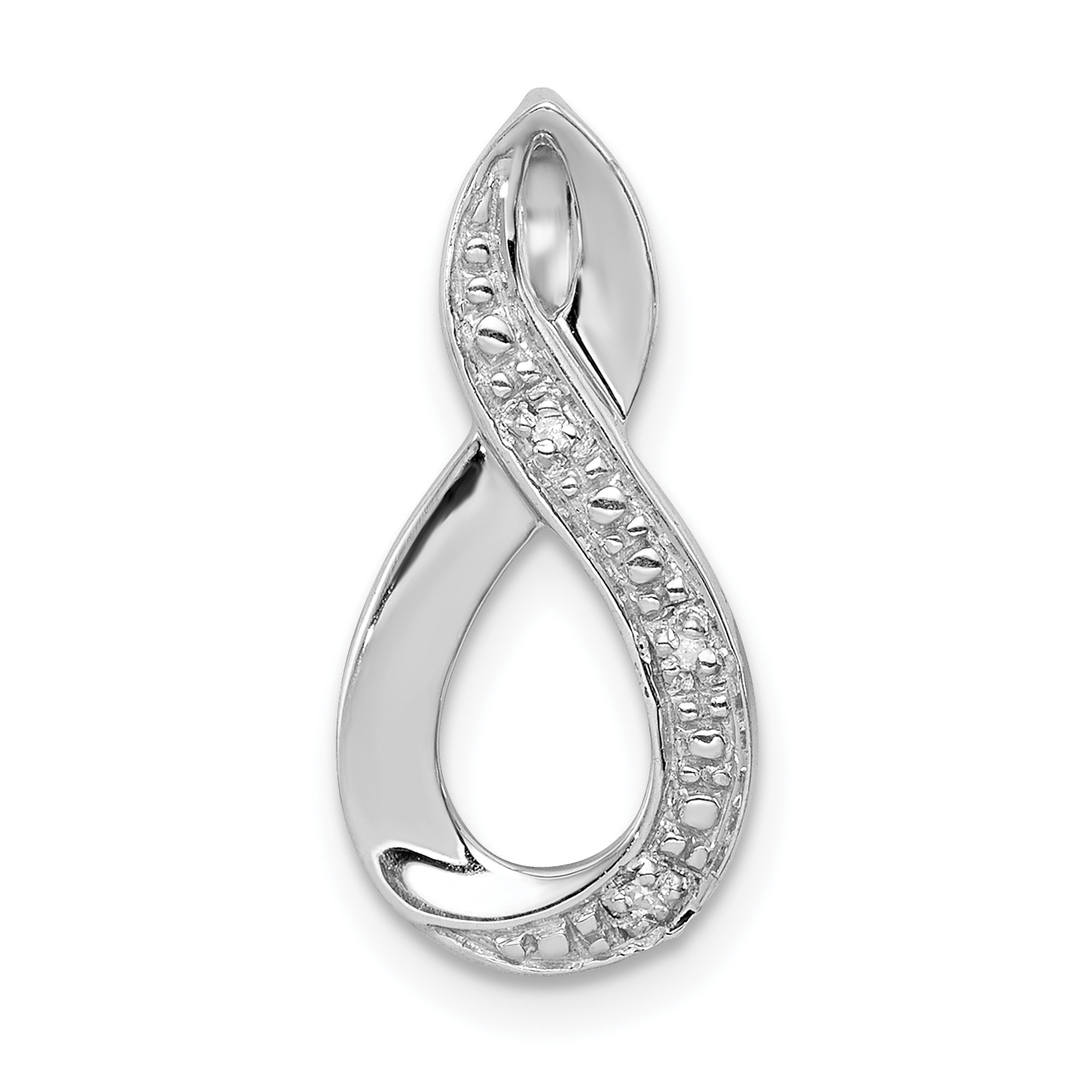 Sterling Silver Rhodium Diamond Figure-8 Chain Slide (QDX337)