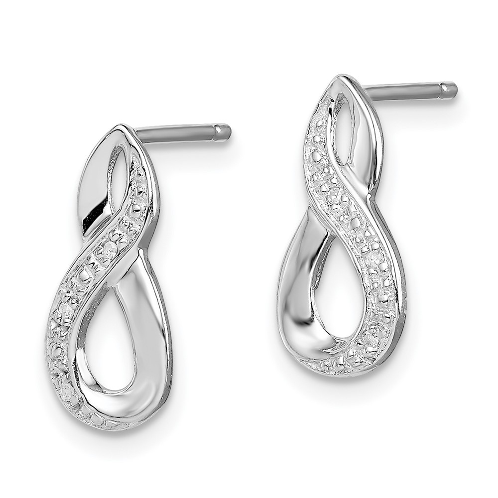 Sterling Silver Rhodium Diamond Post Earrings (QDX338)