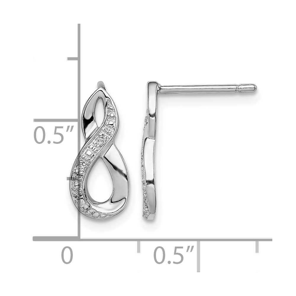 Sterling Silver Rhodium Diamond Post Earrings (QDX338)