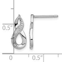 Sterling Silver Rhodium Diamond Post Earrings view 4