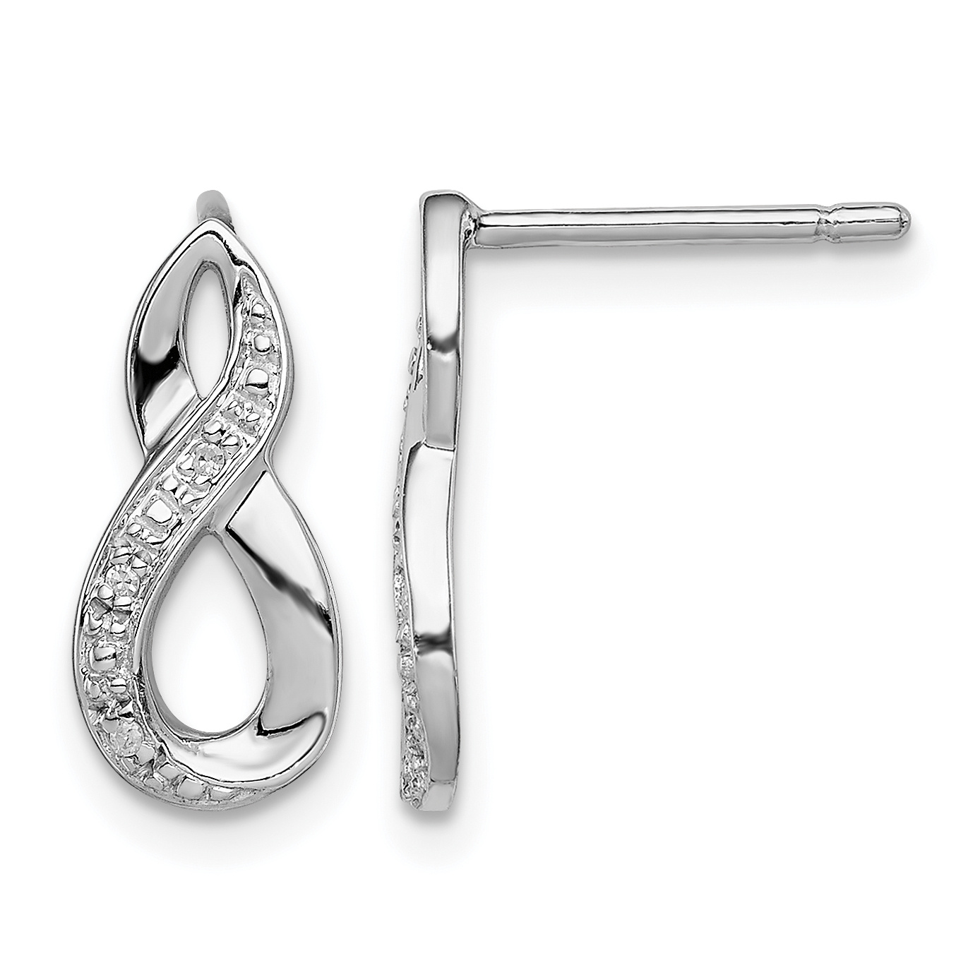 Sterling Silver Rhodium Diamond Post Earrings (QDX338)