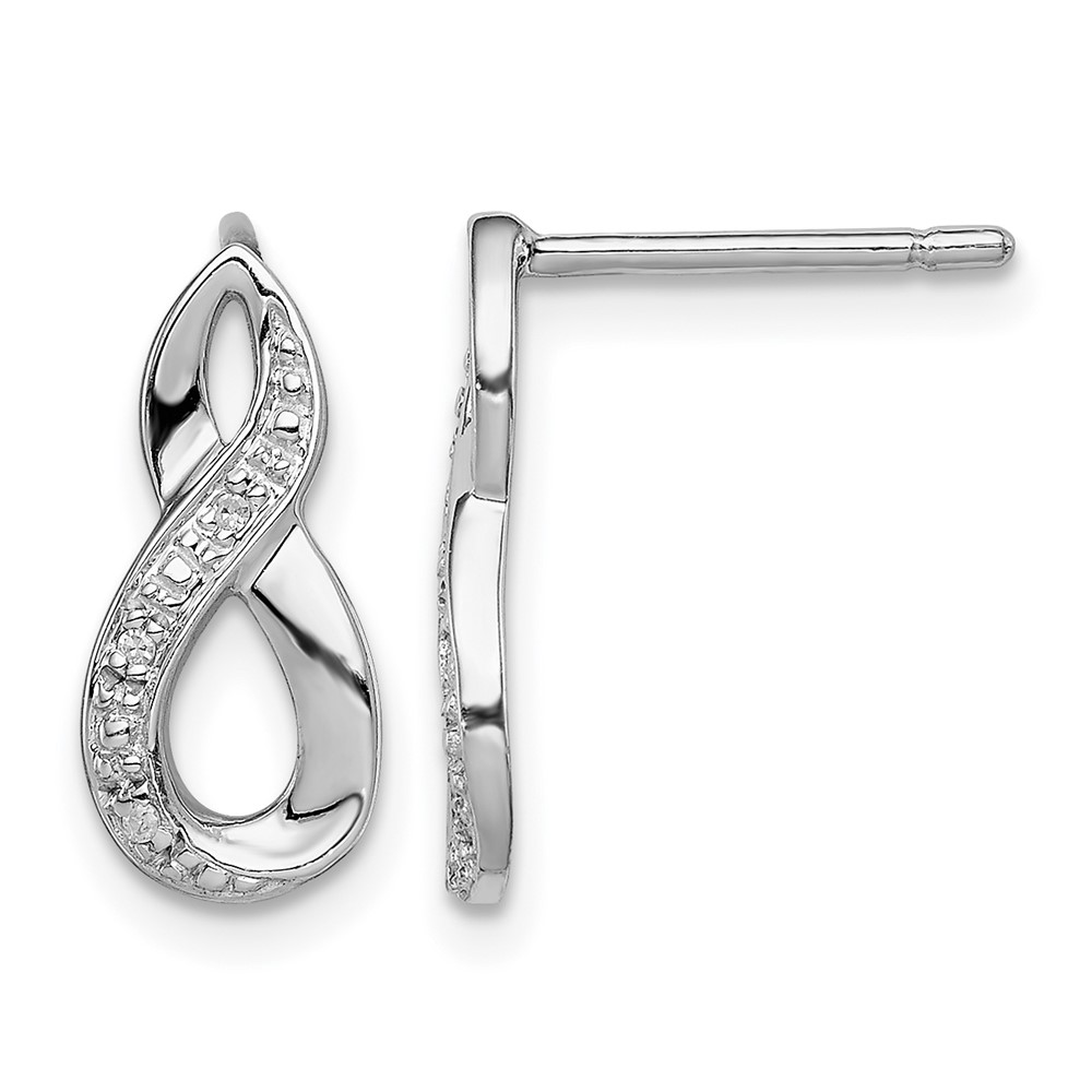 Sterling Silver Rhodium Diamond Post Earrings (QDX338)