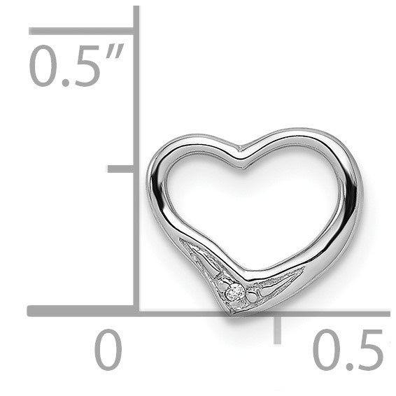 Sterling Silver Rhodium Diamond Floating Heart Pendant