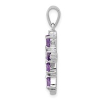 Sterling Silver Rhodium Plated Amethyst Cross Pendant view 2