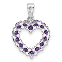 Sterling Silver Rhodium Plated Amethyst Heart Pendant view 4