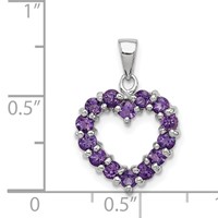 Sterling Silver Rhodium Plated Amethyst Heart Pendant view 3
