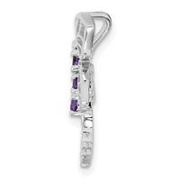 Sterling Silver Rhodium Amethyst Dragonfly Pendant view 2