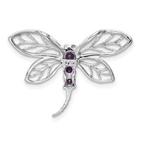 Sterling Silver Rhodium Amethyst Dragonfly Pendant view 4