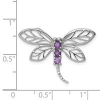 Sterling Silver Rhodium Amethyst Dragonfly Pendant view 3