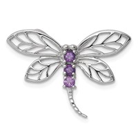 Sterling Silver Rhodium Amethyst Dragonfly Pendant view 1
