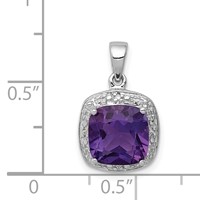 Sterling Silver Rhodium Plated Amethyst and Diamond Pendant view 4
