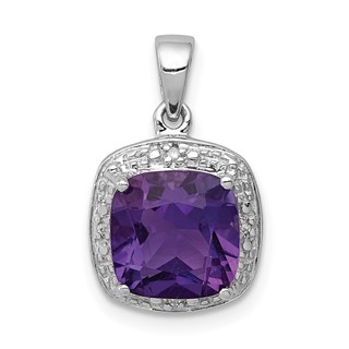 Cushion Gemstone & Diamond Pendants
