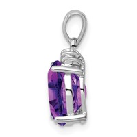 Sterling Silver Rhodium Plated Amethyst and Diamond Pendant view 2