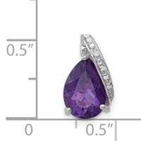 Sterling Silver Rhodium Pear Amethyst Chain Slide view 3