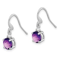 Sterling Silver Rhodium Plated Amethyst and Diamond Wire Earrings view 2