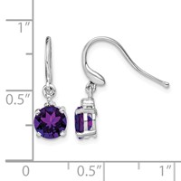 Sterling Silver Rhodium Plated Amethyst and Diamond Wire Earrings view 4