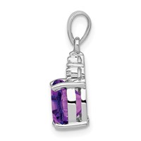 Sterling Silver Rhodium Plated Amethyst and Diamond Pendant view 2