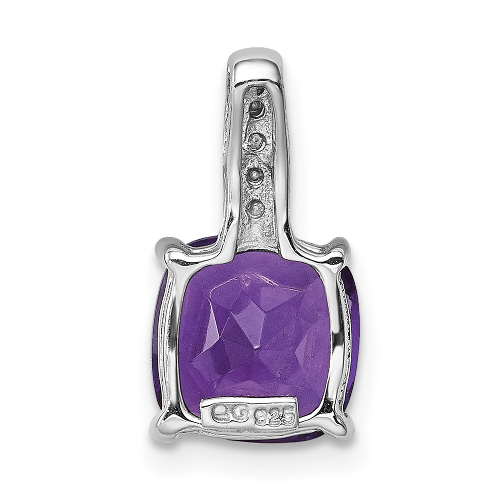 Sterling Silver Rhodium Plated Amethyst and Diamond Pendant (QDX397)