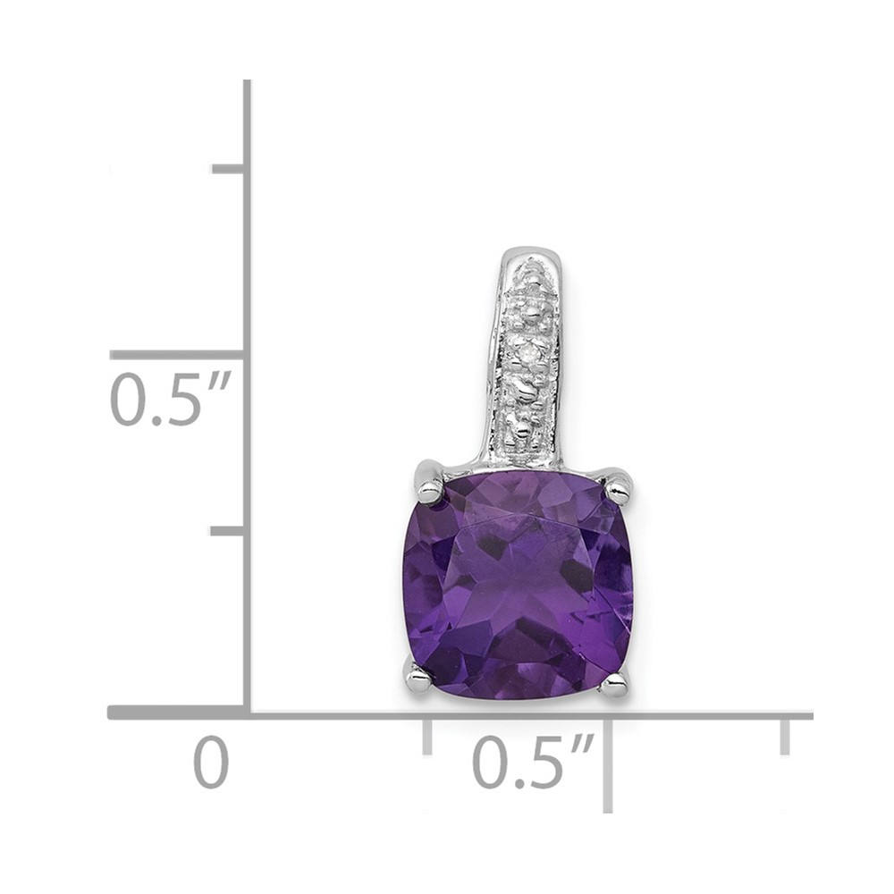 Sterling Silver Rhodium Plated Amethyst and Diamond Pendant (QDX397)