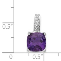 Sterling Silver Rhodium Plated Amethyst and Diamond Pendant view 3