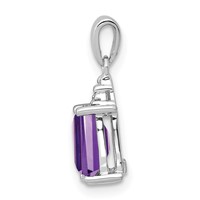 Sterling Silver Rhodium Plated Amethyst and Diamond Pendant view 2