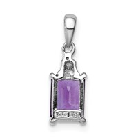 Sterling Silver Rhodium Plated Amethyst and Diamond Pendant view 4