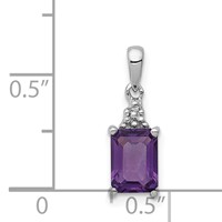 Sterling Silver Rhodium Plated Amethyst and Diamond Pendant view 3