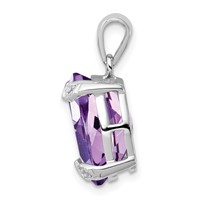 Sterling Silver Rhodium Plated Amethyst and Diamond Pendant view 2