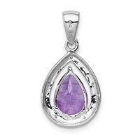 Sterling Silver Rhodium Plated Amethyst and Diamond Pendant view 4