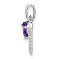 Sterling Silver Rhodium Plated Amethyst and Diamond Heart Pendant view 2