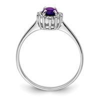 Sterling Silver Rhodium Amethyst & Diamond Ring view 2